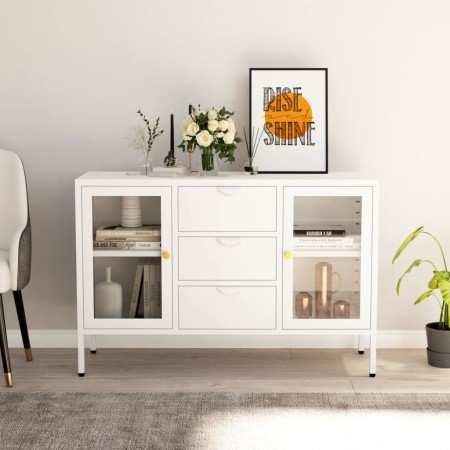 Steel and white tempered glass sideboard 105x35x70 cm by vidaXL, Sideboards - Ref: Foro24-336077, Price: 199,95 €, Discount: %