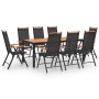 Juego de comedor de jardín 9 piezas aluminio negro de vidaXL, Conjuntos de jardín - Ref: Foro24-3070630, Precio: 832,92 €, De...