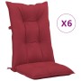 High back garden chair cushion 6 pcs red fabric 120x50x7 cm by vidaXL, Cushions for chairs and sofas - Ref: Foro24-314262, Pr...