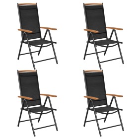 Folding garden chairs 4 pcs aluminum and black textilene by vidaXL, Garden chairs - Ref: Foro24-41733, Price: 240,99 €, Disco...