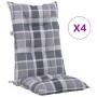 High back garden chair cushion 4 units gray plaid 120x50x7 cm by vidaXL, Cushions for chairs and sofas - Ref: Foro24-314276, ...