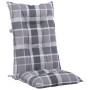 High back garden chair cushion 4 units gray plaid 120x50x7 cm by vidaXL, Cushions for chairs and sofas - Ref: Foro24-314276, ...