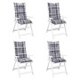 High back garden chair cushion 4 units gray plaid 120x50x7 cm by vidaXL, Cushions for chairs and sofas - Ref: Foro24-314276, ...