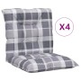 Garden chair cushion low backrest 4 pcs gray plaid fabric by vidaXL, Cushions for chairs and sofas - Ref: Foro24-314321, Pric...