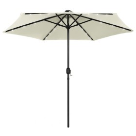 Parasol with LED lights and sand white aluminum pole 270 cm by vidaXL, Umbrellas - Ref: Foro24-47353, Price: 79,99 €, Discoun...