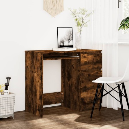 Escritorio de madera contrachapada roble ahumado 90x45x76 cm de vidaXL, Escritorios - Ref: Foro24-815507, Precio: 104,30 €, D...