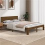 Estructura de cama doble madera maciza marrón miel 135x190 cm de vidaXL, Camas y somieres - Ref: Foro24-810473, Precio: 141,5...