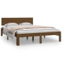 Estructura de cama doble madera maciza marrón miel 135x190 cm de vidaXL, Camas y somieres - Ref: Foro24-810473, Precio: 104,9...