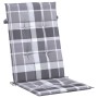 Cojín silla jardín respaldo alto 4 uds cuadros gris 120x50x3 cm de vidaXL, Cojines para sillas y sofás - Ref: Foro24-314129, ...