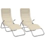 Folding sun lounger 2 units, made of steel with cream coating textile. by vidaXL, Loungers - Ref: Foro24-312476, Price: 146,0...