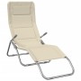 Folding sun lounger 2 units, made of steel with cream coating textile. by vidaXL, Loungers - Ref: Foro24-312476, Price: 146,0...