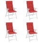 Cojín silla de jardín respaldo alto 4 uds tela rojo 120x50x3 cm de vidaXL, Cojines para sillas y sofás - Ref: Foro24-43188, P...