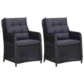 Garden chairs with cushions 2 units black synthetic rattan by vidaXL, Garden chairs - Ref: Foro24-46548, Price: 266,99 €, Dis...