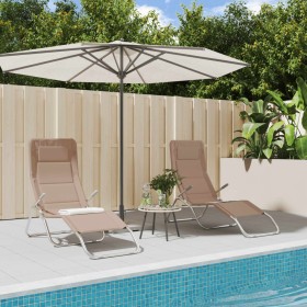 Folding lounger 2 pcs textilene steel with taupe coating by vidaXL, Loungers - Ref: Foro24-312477, Price: 119,38 €, Discount: %