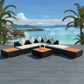 Garden furniture and cushions 8 pieces black synthetic rattan by vidaXL, Garden sets - Ref: Foro24-42756, Price: 928,99 €, Di...