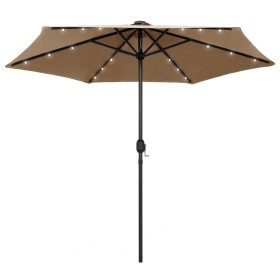 Umbrella with LED lights and taupe gray aluminum pole 270 cm by vidaXL, Umbrellas - Ref: Foro24-47355, Price: 79,53 €, Discou...