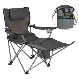 HI Silla de camping lujosa con reposapiés antracita de HI, Mobiliario de camping - Ref: Foro24-423912, Precio: 68,40 €, Descu...