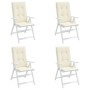 High back garden chair cushion 4 pcs cream fabric 120x50x3cm by vidaXL, Cushions for chairs and sofas - Ref: Foro24-43182, Pr...