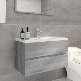 Sonoma gray plywood bathroom cabinet with sink by vidaXL, bathroom vanities - Ref: Foro24-3120343, Price: 201,97 €, Discount: %