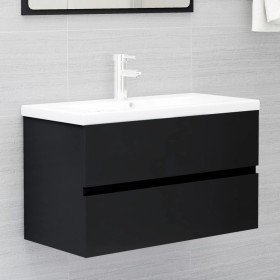 Mueble con lavabo madera de ingeniería negro de vidaXL, Tocadores de baño - Ref: Foro24-3071550, Precio: 202,15 €, Descuento: %