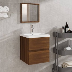 Armario de lavabo con lavamanos y espejo roble marrón de vidaXL, Tocadores de baño - Ref: Foro24-3114178, Precio: 116,99 €, D...