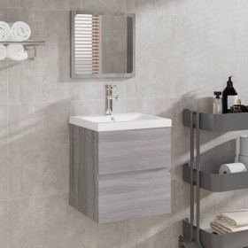 Armario de lavabo con lavamanos y espejo gris sonoma de vidaXL, Tocadores de baño - Ref: Foro24-3114177, Precio: 139,99 €, De...