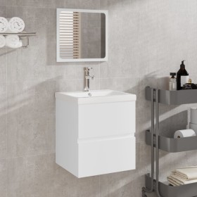 Armario de lavabo con lavamanos y espejo blanco de vidaXL, Tocadores de baño - Ref: Foro24-3114171, Precio: 151,99 €, Descuen...