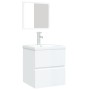 Armario de lavabo con lavamanos y espejo blanco brillante de vidaXL, Tocadores de baño - Ref: Foro24-3114175, Precio: 146,99 ...