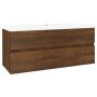 Mueble de baño con lavabo madera contrachapada marrón roble de vidaXL, Tocadores de baño - Ref: Foro24-3152887, Precio: 289,5...