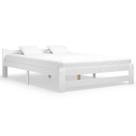 Solid white pine wood bed frame 140x200 cm by vidaXL, Beds and slatted bases - Ref: Foro24-322001, Price: 144,33 €, Discount: %