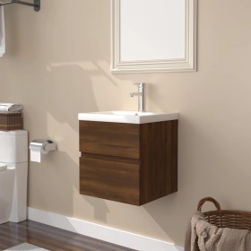 Oak brown plywood bathroom cabinet with sink by vidaXL, bathroom vanities - Ref: Foro24-3152860, Price: 129,01 €, Discount: %