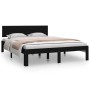 Black solid wood double bed frame 135x190 cm by vidaXL, Beds and slatted bases - Ref: Foro24-810474, Price: 180,79 €, Discoun...