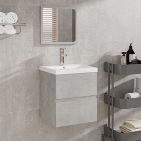 Armario de lavabo con lavamanos y espejo gris hormigón de vidaXL, Tocadores de baño - Ref: Foro24-3114174, Precio: 168,41 €, ...