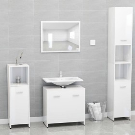 Badezimmermöbelset aus glänzend weißem Sperrholz von vidaXL, Badezimmermöbel - Ref: Foro24-802585, Preis: 62,40 €, Rabatt: %