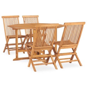 Folding garden dining set 5 pieces solid teak wood by vidaXL, Garden sets - Ref: Foro24-3059987, Price: 483,07 €, Discount: %