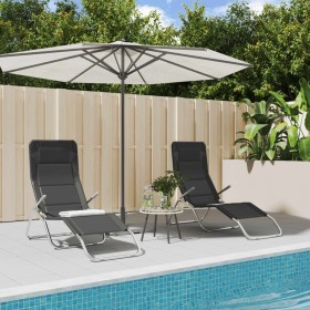 Folding lounger 2 pcs textilene steel with black coating by vidaXL, Loungers - Ref: Foro24-312475, Price: 127,69 €, Discount: %