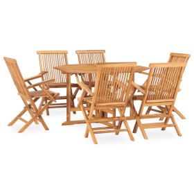 Klappbare Garten-Essgruppe, 7-teilig, aus massivem Teakholz von vidaXL, Gartensets - Ref: Foro24-3059990, Preis: 559,99 €, Ra...