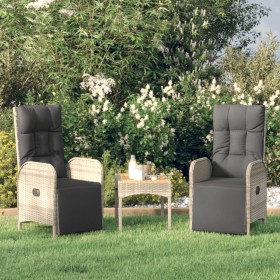 Sillas reclinables jardín 2 uds con mesa ratán sintético gris de vidaXL, Sillas de jardín - Ref: Foro24-319909, Precio: 313,9...