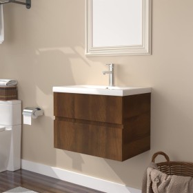 Oak brown plywood bathroom cabinet with sink by vidaXL, bathroom vanities - Ref: Foro24-3152869, Price: 161,32 €, Discount: %