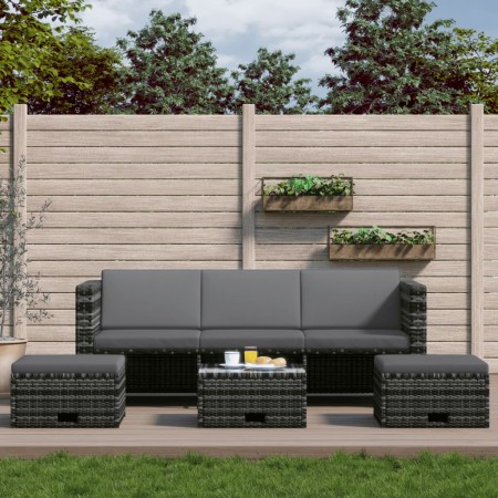 4-teiliges Gartenmöbel-Set und graue synthetische Rattankissen von vidaXL, Gartensets - Ref: Foro24-48145, Preis: 504,79 €, R...