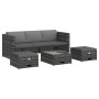 Set de muebles de jardín 4 pzas y cojines ratán sintético gris de vidaXL, Conjuntos de jardín - Ref: Foro24-48145, Precio: 50...