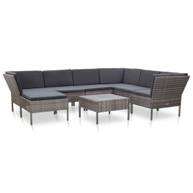 Set de muebles de jardín 8 pzas y cojines ratán sintético gris de vidaXL, Conjuntos de jardín - Ref: Foro24-48954, Precio: 53...