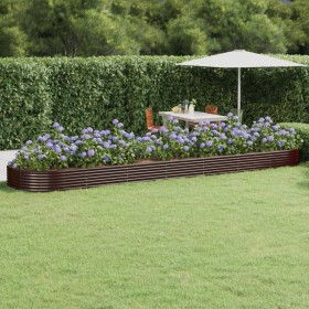 Brown powder coated steel flower bed planter 600x140x36cm by vidaXL, Pots and planters - Ref: Foro24-319050, Price: 129,89 €,...