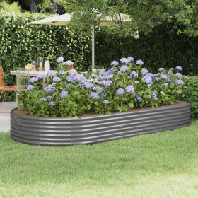 Gray powder coated steel flower bed planter 296x140x36cm by vidaXL, Pots and planters - Ref: Foro24-319029, Price: 69,99 €, D...