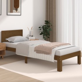 Solid wood bed frame single honey brown 75x190 cm by vidaXL, Beds and slatted bases - Ref: Foro24-810458, Price: 100,99 €, Di...