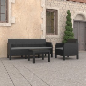 3-piece garden furniture set with anthracite grey rattan cushions. by vidaXL, Garden sets - Ref: Foro24-3079678, Price: 386,3...