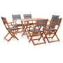 Set de comedor para jardín 7 pzas madera maciza eucalipto gris de vidaXL, Conjuntos de jardín - Ref: Foro24-278908, Precio: 5...