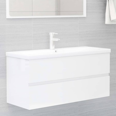 Mueble con lavabo madera de ingeniería blanco brillante de vidaXL, Tocadores de baño - Ref: Foro24-3071573, Precio: 312,98 €,...