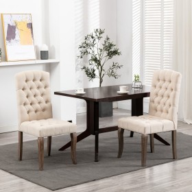 Dining chairs 2 units beige linen look fabric by vidaXL, dining chairs - Ref: Foro24-287949, Price: 231,82 €, Discount: %