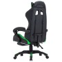 Silla gaming con reposapiés cuero sintético verde y negro de vidaXL, Sillas de oficina - Ref: Foro24-287989, Precio: 182,88 €...